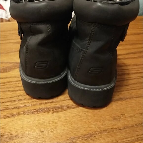Skechers Waterproof Memory Foam Black Leather Waterproof Combat Boots M8/W 9.5 main image 4